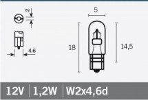 VPARTS T5 Light Bulb 12V 1.2W