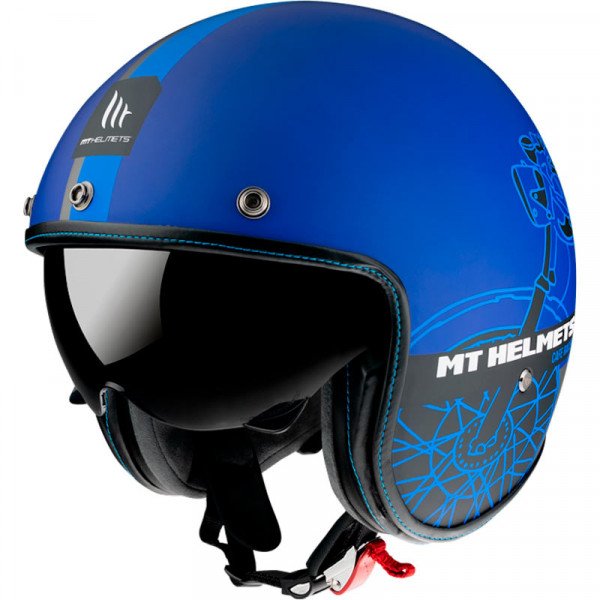 Open face helmet MT LE MANS 2 SV CAFE RACER B7 blue matt M