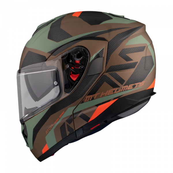 MT Шлем модуляр ATOM SV SKILL A9 зелёный/коричневый матовый XS