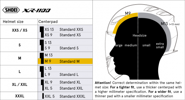 SHOEI Центральная подушка шлема XR-1100 M9 (XR11) TYPE-B