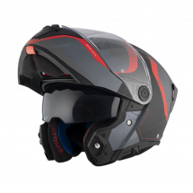 MT Шлем модуляр ATOM 2 SV EMALLA B15 черный/красный/серый матовый S
